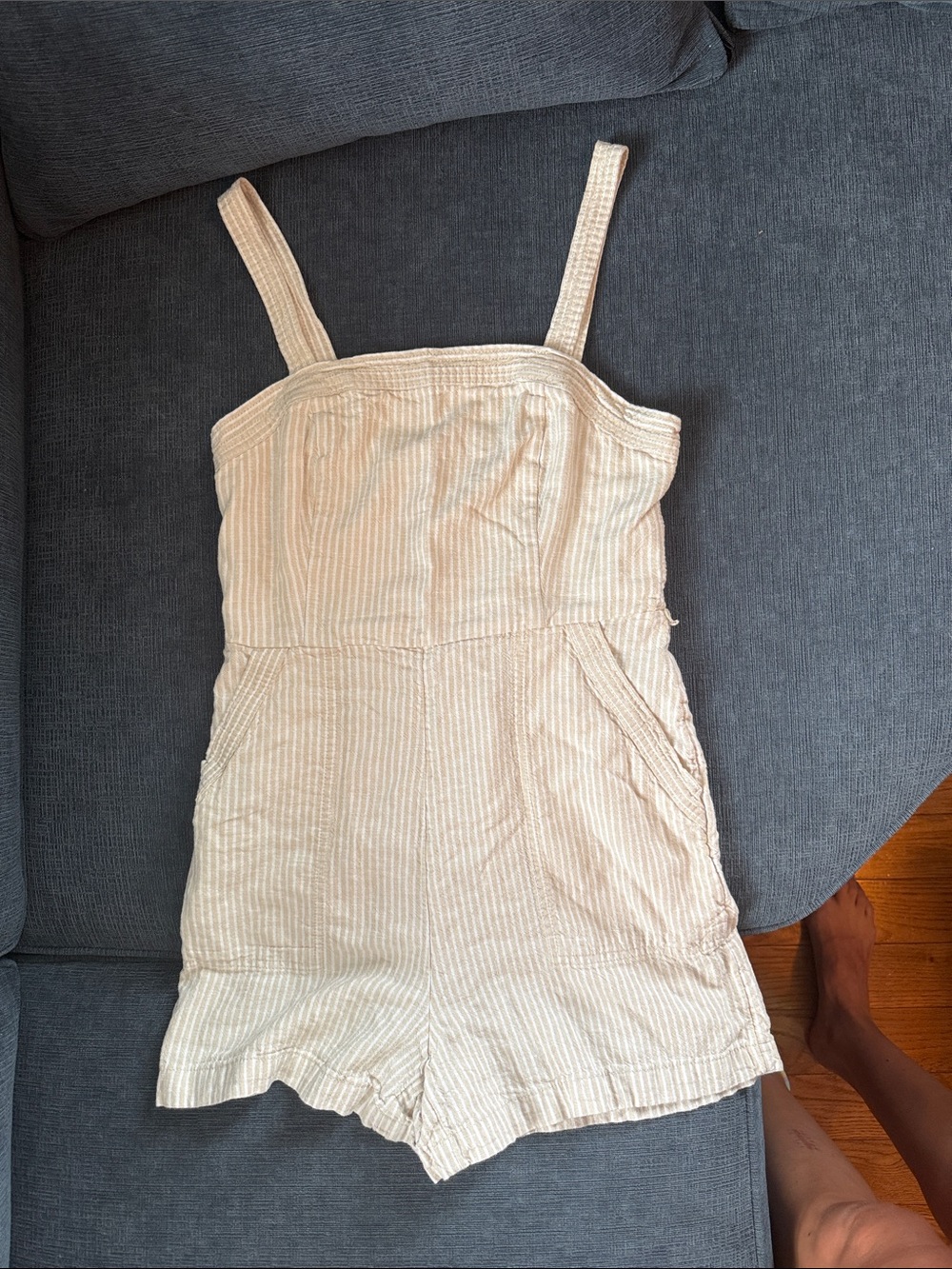 Old Navy Cream Striped Corduroy Romper